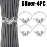 boucle rideau gris rose bleu doré papillon strassé blanches élégante décorative clip fixe