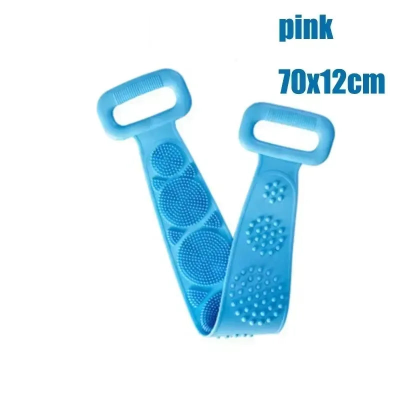 brosse douche exfoliante silicone bleu rose gris texturée points moderne pratique suction cup