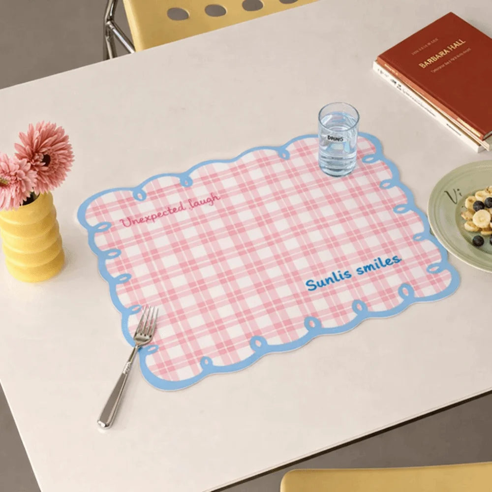 tapis table carreaux vichy vert clair bleu clair rose moderne adhésif decoratif blanc absorbant'eau