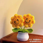 fleurs artificielles tricotées tournesol soie mixte couleurs vase blanc décoration intérieure créative artisanale