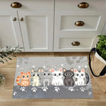 tapis sol chatons mignons gris blanc noir moderne imperméable résistantintérieur cuisine salon