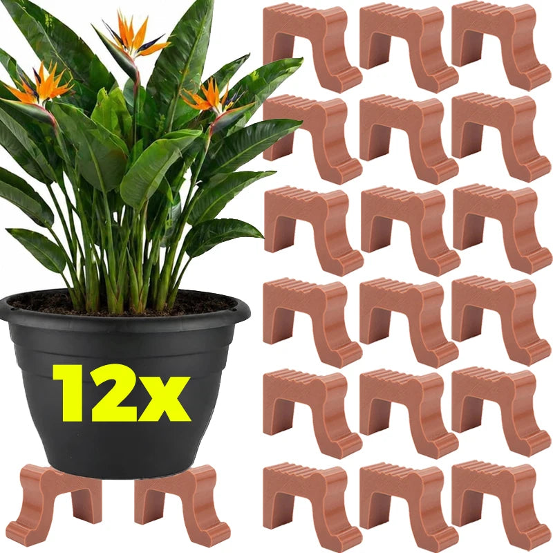 supports pots fleurs clips antidérapants marron noir blanc minimalistes moderne