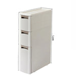 rangements salle bain meuble storage vertical cinq étages tiroirs amovible moderne lignes verticales opaque