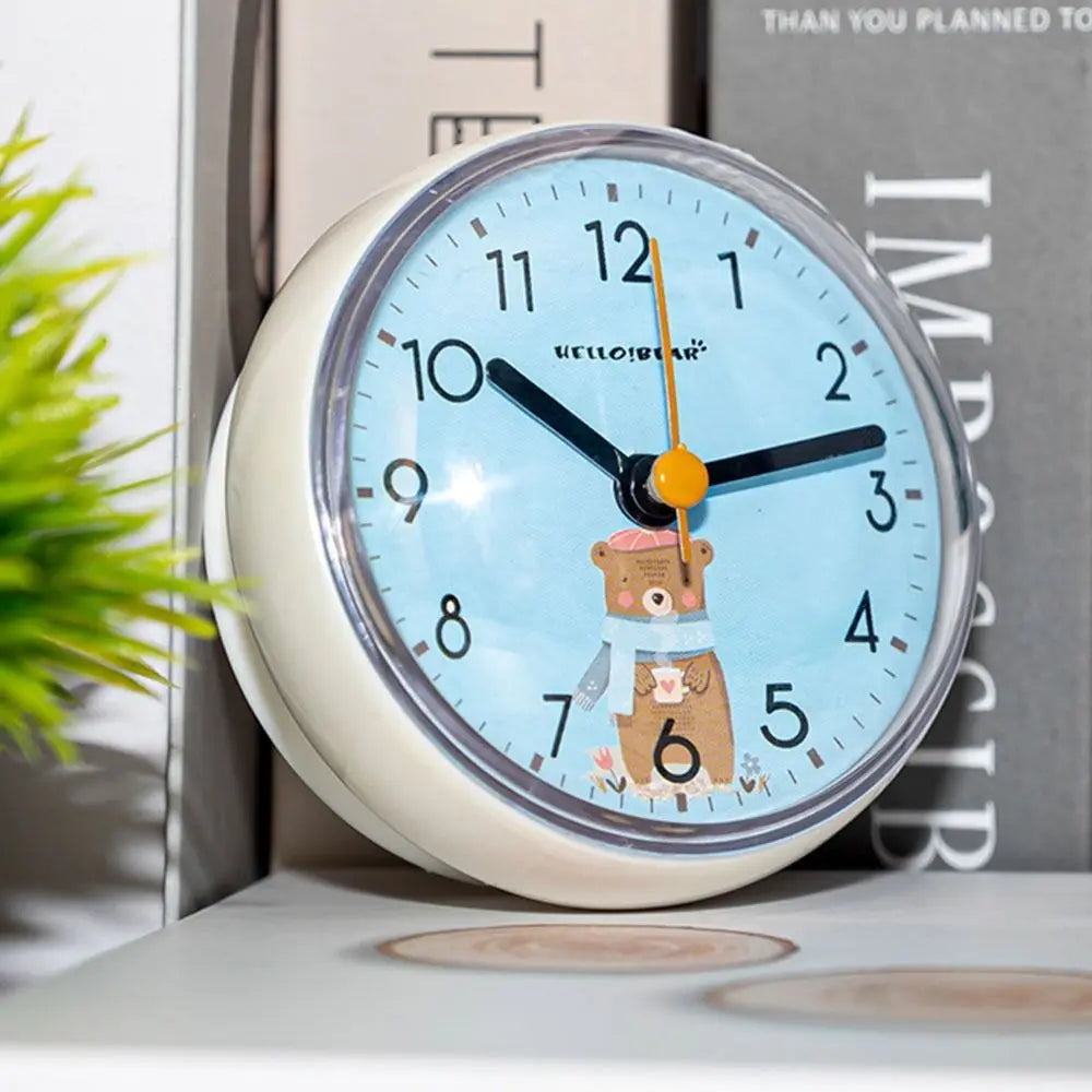 horloge murale decorative chiffres arabes personnages ours mouton verre transparent boite opaque enfantin adorable