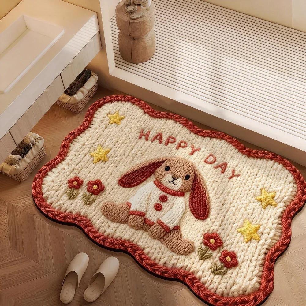 tapis décoratif intérieur antidérapant motifs animaux ours chat enfantin texture poilue