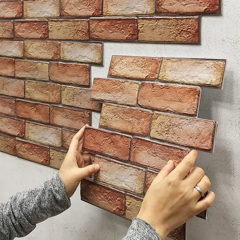 panneau décoratif mural 30x30cm texture brique adhésif waterproof vintage gris beige