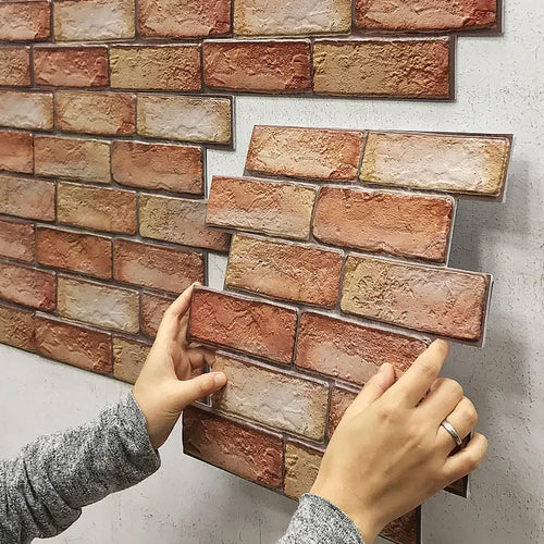 panneau décoratif mural 30x30cm texture brique adhésif waterproof vintage gris beige