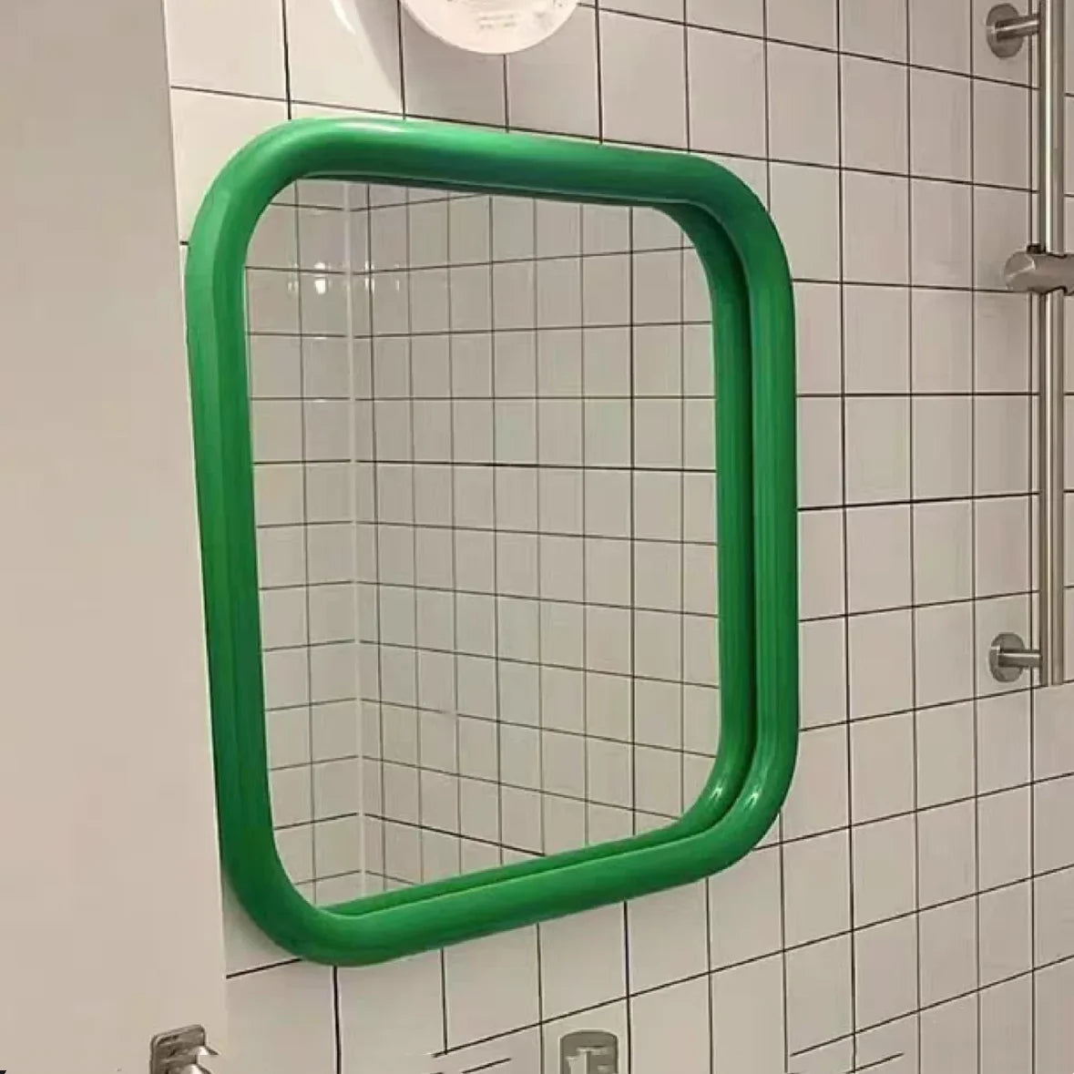 miroir moderne portable vert blanc acier inoxydable carré fixation murale salle bains maquillage decoration