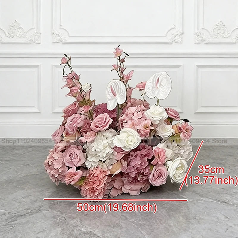 décoration extérieure arches fleurs artificielles roses blanches classique événements anniversaires mariages
