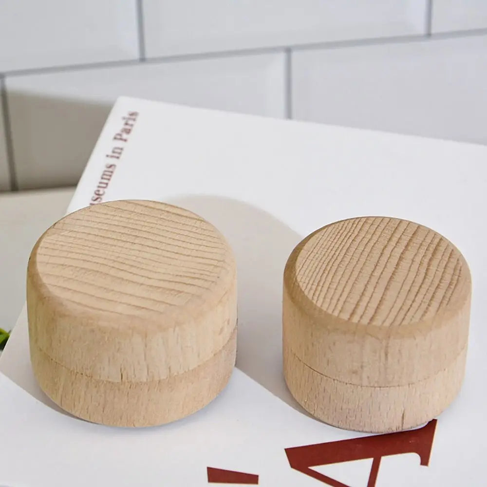 boîte ronde rangement bois naturelle minimaliste grain bois beige clair empilable petite bijoux