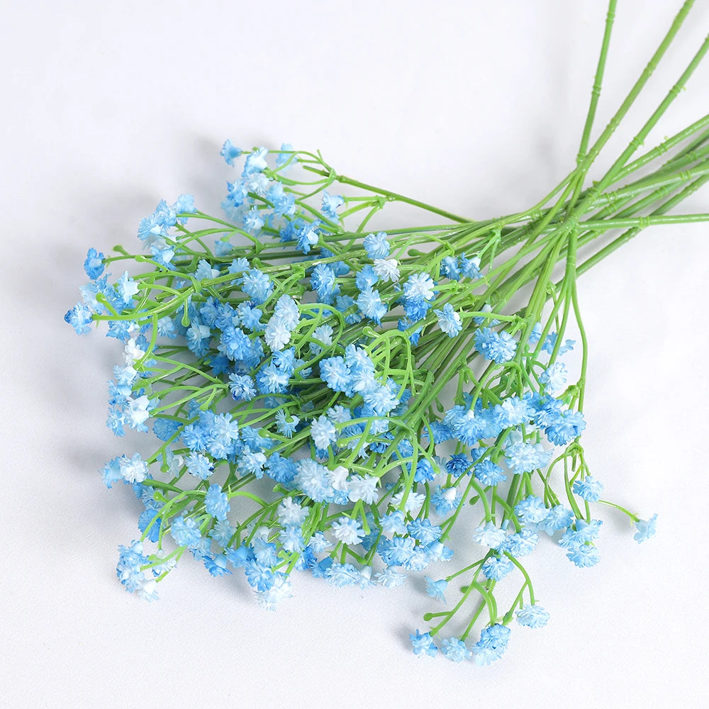 bouquet artificiel fleurs soie couleur bleu blanc rose jaune rouge violet