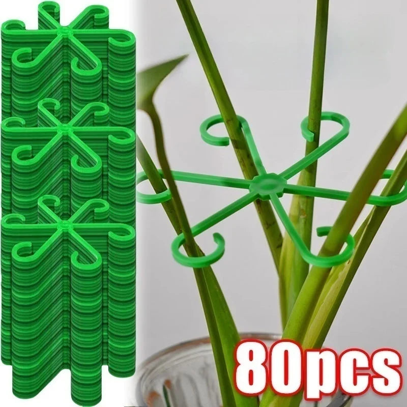 Support plante intérieure vert moderne fixe tige plante fleur six pétales incurvés plastique