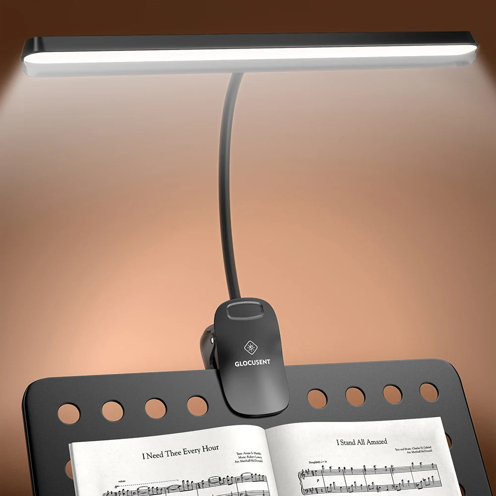 lampe lecture noire réglable lumière led clip piano feuille musicale moderne
