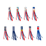 Éventail vent koinobori japonais motifs maneki neko rubans colorés bleu marine rouge blanc
