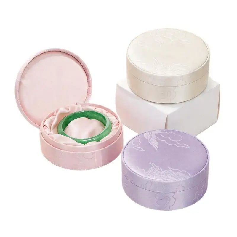 boîtes rondes imprimées florales opaques classiques couleurs variées blanc rose verte violette bleue rouge