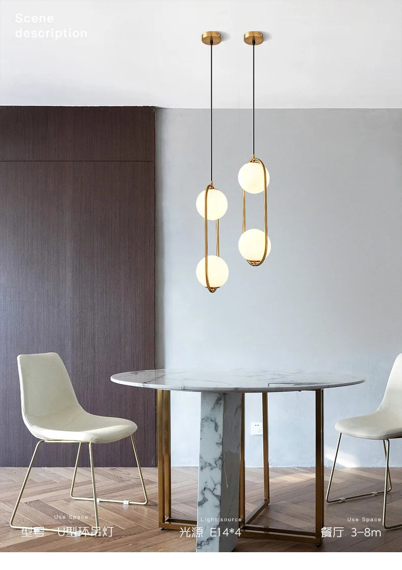 Suspension lumineuse moderne or blanc acrylique câble suspendu éclairage quotidien minimaliste