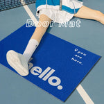 tapis d'entrée moderne lettre hello bleu antidérapant résistant extérieur 40x60cm 50x70cm 60x90cm