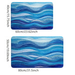 tapis moderne bleu rayures ondulées imperméable antidérapant bain entrée salon extérieur