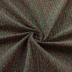 tissu polyester jacquard motif feuilles vert foncé rouge rustique épais texturé plié bricolage automne