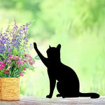 statue silhouette chat noir minimaliste jardin art décor