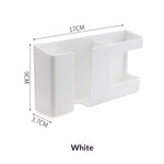 boîte rangement murale moderne double compartiment adhésif smartphone télécommande stylos blanc orange bleu