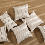 housses coussin rayées polyester non toxique respectueux environnement rustique beige clair fixations