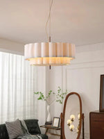 Suspension lumineuse moderne abat jour plissé blanc cassé lampes suspendues éclairage salon LED