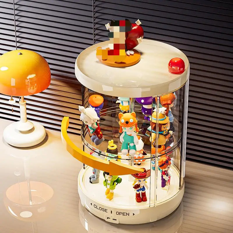 présentoir rotatif blanc figurines transparent boîte rangement moderne niveaux lisses anti poussière trưng bày