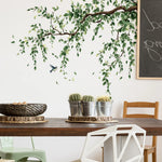 sticker mural feuillage oiseau vert brun naturel adhésif salon chambre décoration amovible fond
