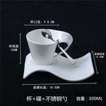 tasse blanc porcelaine moderne respectueux environnement 130ml 200ml 300ml 90ml cuillère dorée gâteau