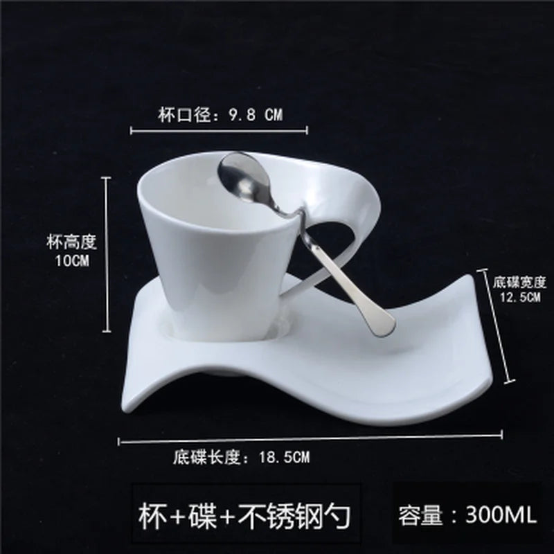 tasse blanc porcelaine moderne respectueux environnement 130ml 200ml 300ml 90ml cuillère dorée gâteau