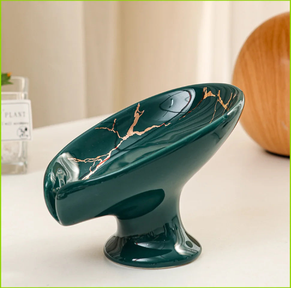 porte savon céramique marbreux moderne blanc vert noir salle bain