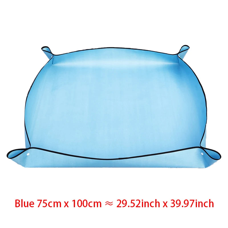 tapis jardinage bleu clair moderne imperméable boucles fourreau plantes outils