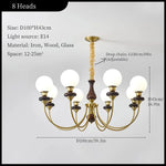 lustre classique doré noir sphères translucides structure métallique led salon chambrehôtel