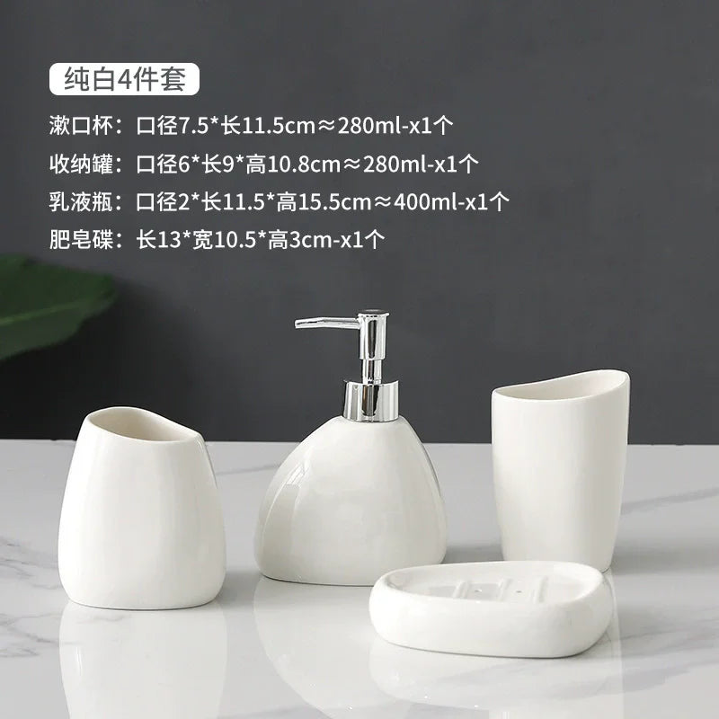 accessoires salle bain ensemble moderne or argent blanc céramique tasse brosse dentifrice savon crème