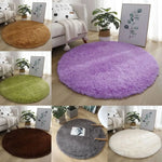 tapis rond doux marron vert bleu violet gris moderne peluche polyester vinyle