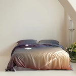 lit drap violet gris moderne ultra doux soyeux housses oreillers taies soft confortable été
