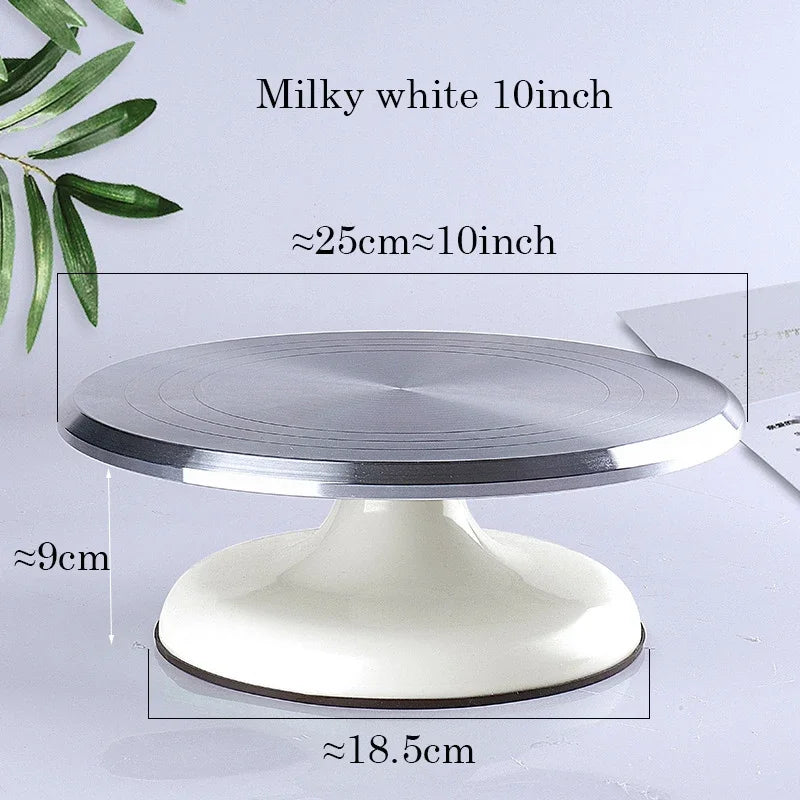 support tournant pâtisserie diamètre 31cm rose vert menthe surface striée moderne minimaliste plateforme métallique