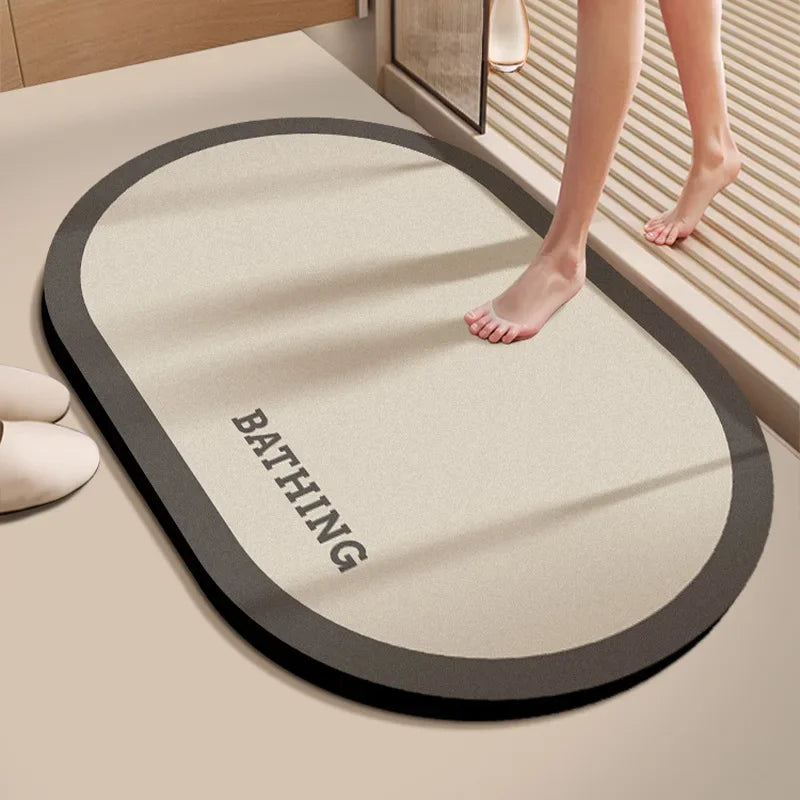 tapis bain super absorbant séchage rapide antidérapant beige clair gris foncé moderne minimaliste