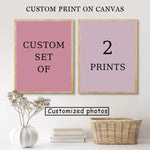 impression toile minimaliste rose clair rectangle vertical 20x20cm 20x30cm 30x30cm 40x40cm couples clips crochets
