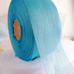 ruban voile polyester double face blanc rose pâle bleu clair mariage artisanal élégant plissé