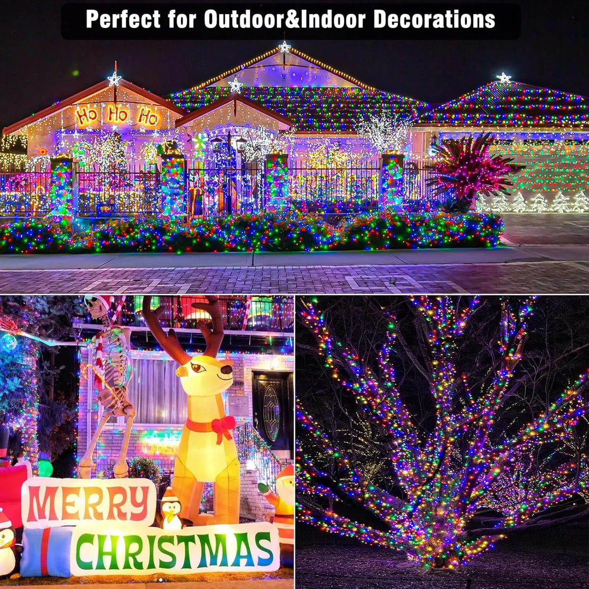 guirlande lumineuse solaire extérieure multicolore led jardin décoration patio terrasse imperméable mode nuit