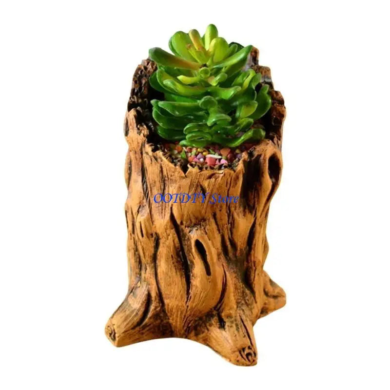 jardinière cache pot tronc arbre marron rustique plante succulente texture bois naturelle balcon jardin