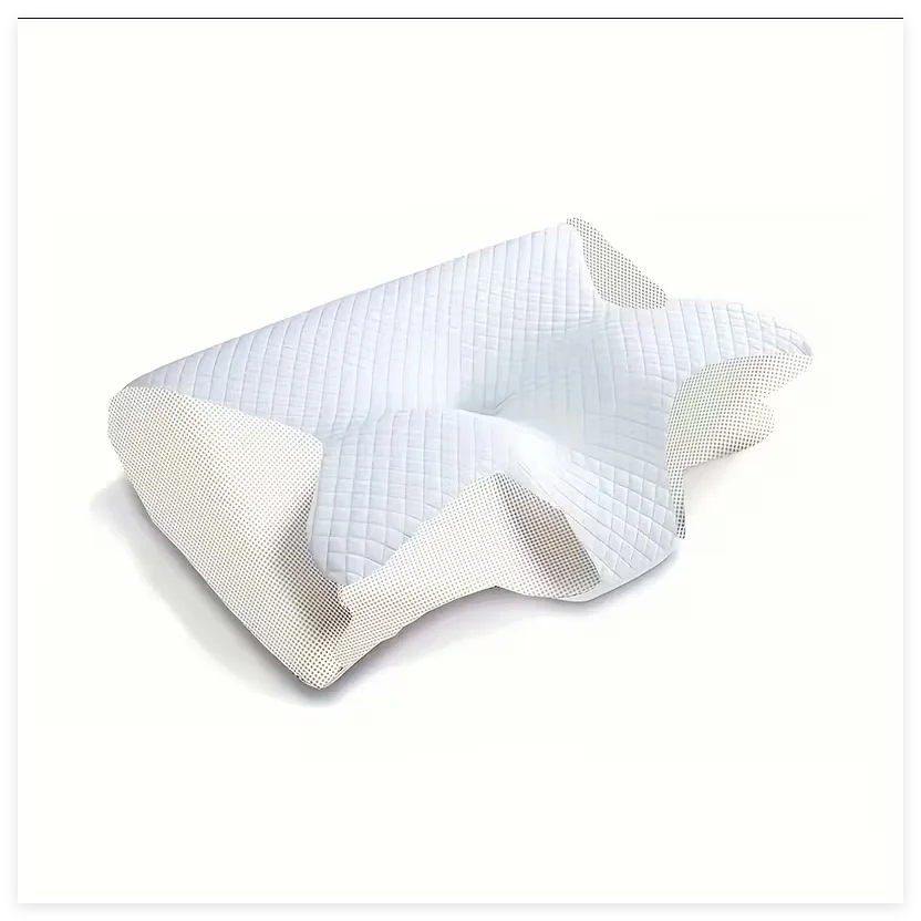 coussin ergonomique gris blanc mousse mémoire forme polyester respirant contouré couverture amovible lavable
