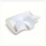 coussin ergonomique gris blanc mousse mémoire forme polyester respirant contouré couverture amovible lavable
