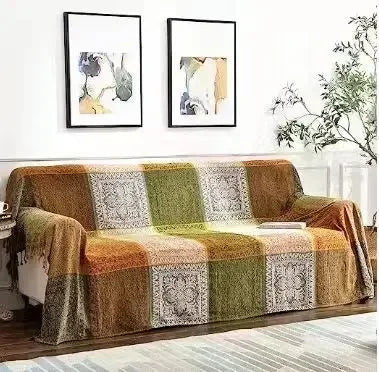 couverture bohème multicolore géométrique tissu chenille portable pique nique voyage printemps automne ethnique décoration