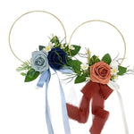 accessoires mariage bohème fleurs artificielles roses feuilles vertes rubans cercles dorés demoiselles honneur