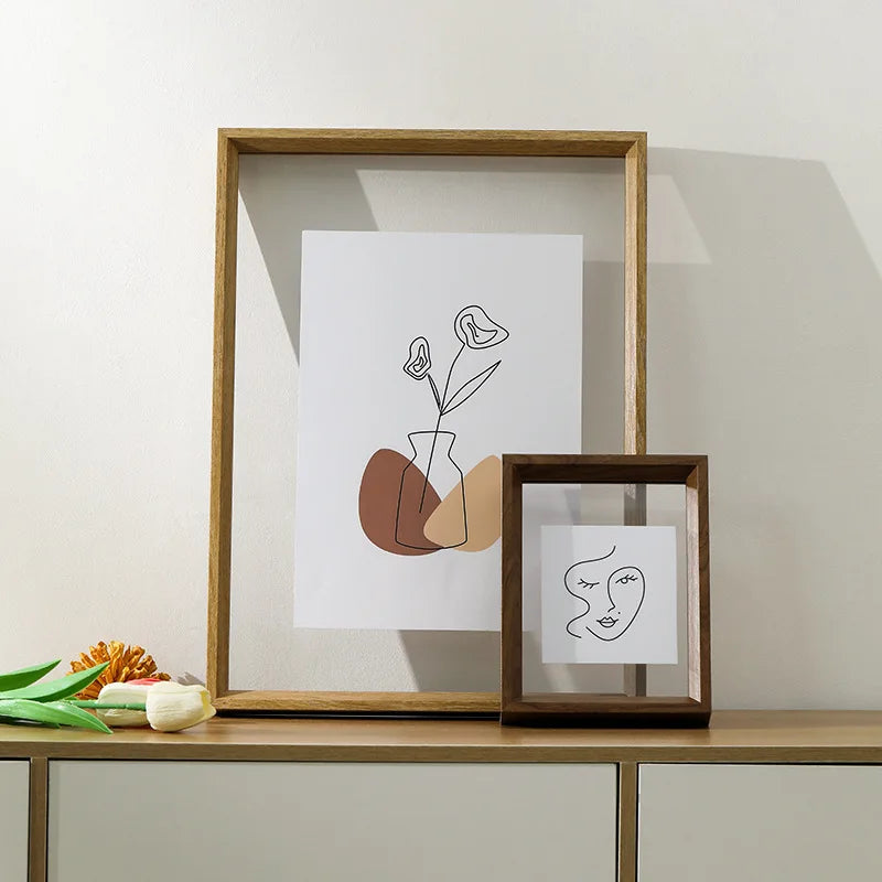 cadre photo acrylique transparent bois naturel minimaliste contemporain table calligraphie décoration murale