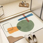 tapis abstrait moderne minimaliste polypropylène antidérapant beige bleu orange vert noir