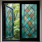 film adhésif vitrail art déco motifs géométriques floraux couleurs vives opaques anti reflets